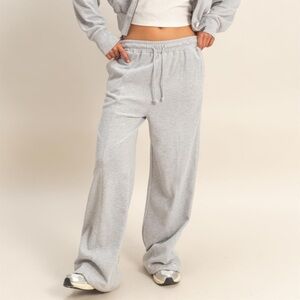 Acid Wash French Terry Wide-leg Pants